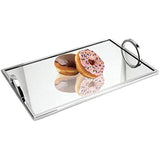 Elegant Silver Mirror Tray � with Chrome Edging and Handles � Rectangle Vanity Tray � Ideal for Ottoman, Coffee Table, Perfume Set, Living Room, Dining Room, Jewelry Tray, Whiskey Decanter Set 12 x 7