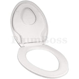 PlumBoss E2000 Elongated Toilet Seat with Built in Potty Training Toddlers Seat Magnetic Kids Seat Fits both Adult and Child Plastic Off white