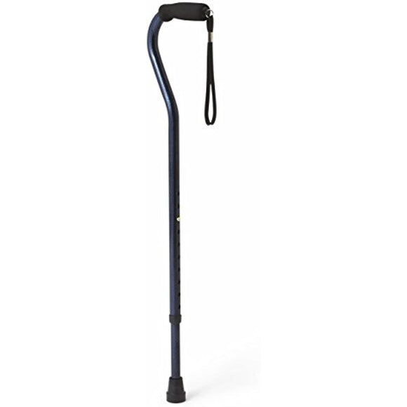 Medline Offset Handle Canes with Foam Hand Grip, Blue, Aluminum (1 Count)
