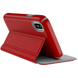 Speck Products Compatible Phone Case for Apple iPhone Xs and iPhone X, Presidio Folio Case, Heathered Heartrate Red/Heartrate Red/Graphite Grey (110575-7359)