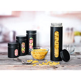 Quality Modern Black Stainless Steel Canister Set for Kitchen Counter with Glass Window & Airtight Lid - Food Storage Containers with Lids Airtight - Pantry Storage and Organization Set