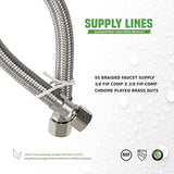Flexcraf 27912-NL Faucet Supply Line Connects Kitchen Sink to Water Supply, Braided Faucet Connector with 3/8 In FIP Female Compression Fitting Stainless Steel 12 in