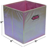 Foldable Cube Storage Bins - 6 Pack - These Decorative Fabric Storage Cubes are Collapsible and Great Organizer for Shelf, Closet or Underbed. Convenient for Clothes or Kids Toy Storage (Shiny Pink)