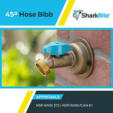 SharkBite 3/4 x 3/4 Inch MHT 45 Degree Hose Bibb, Quarter Turn, Push To Connect Brass Plumbing Fitting, PEX Pipe, Copper, CPVC, PE-RT, HDPE, 24631LF
