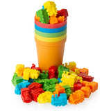 Play Brainy™ Colorful Counting Trains and Cups – Fun Educational Sorting Trains with Color Sorting Cups – Educational Montessori Toy for Toddlers & Children – 50 Count Trains, 5 Colored Cups, & Bag