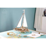 UGEARS 3D Puzzles for Adults Trimaran Merihobus - Wooden Mechanical Models Construction Craft Kits for Adults