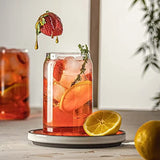 Drinking Glasses 6pc Set - Can Shaped Glass Cups, 16oz Beer Glasses, Iced Coffee Glasses, Iced Tea Glasses, Cute Tumbler Cup, Cocktail Glasses, Whiskey, Wine, Soda, Clear Water Glasses, Kiddush Cups