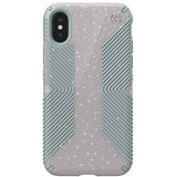 Speck Products Presidio Grip + Glitter iPhone Xs/iPhone X Case, Whitestone Grey Glitter/Blue (131550-8537)