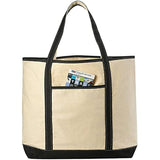 Handy Laundry Canvas Tote Beach Bag - Large Bags with Shoulder Straps, Strong Enough to Carry Beach Gear and Wet Towels. Front Pocket, Inside Zippered Pocket. (Black)