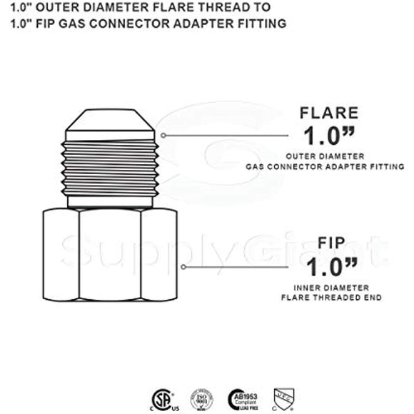 Flextron FTGF-38F38 Gas Connector Adapter Fitting with 3/8