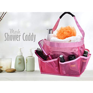 Mesh Shower Bag - Easily Carry, Organize Bathroom Toiletry Essentials While Taking a Shower. (9-Pockets | Pink)