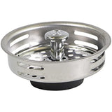 Highcraft 9843 Stainless Steel Kitchen Sink Strainer Basket-Replacement for Standard Drains (3-1/2 Inch) -Universal Style Rubber Stopper