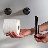 Plastic Spring Loaded Toilet Paper Roll Holder Rod Replacement, Black (Black)