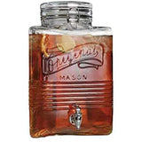 Attractive 2 Gallon Triangular Glass Drink Dispenser - 100% Leak Proof - Wide Mouth Easy Filling - Fun Party Outdoor Glassware Beverage Dispenser for Water, Iced Tea, Punch, Cold Drinks, Mason Jar