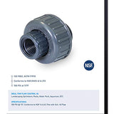 Midline Valve 582DV112 PVC Union Coupling Pipe Fitting; 1-1/2'' FIP; Grey Plastic