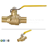 MIDLINE VALVE 607Q034-4 Full Port x PEX Barb Ball Valve Water Shut Off with Drain, 1/2", Brass (Pack of 2}