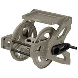 Suncast Resin Wall Mounted Hose Reel with Crank Handle and Storage Tray, Taupe