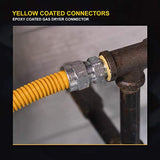 Highcraft GUHDZD3436Q 36" Flexible Yellow Epoxy Coated Gas Line Connector with 1" O.D. and 3/4'' FIP x 3/4'' MIP Fittings, Stainless Steel