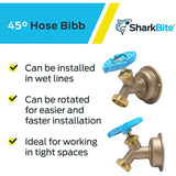 SharkBite 1/2 x 3/4 Inch MHT 45 Degree Hose Bibb, Multi Turn, Push To Connect Brass Plumbing Fitting, PEX Pipe, Copper, CPVC, PE-RT, HDPE, 24632LF