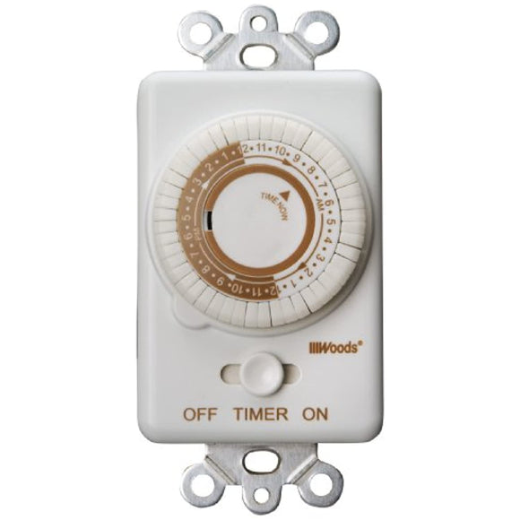 Woods 59745 59745WD 24-Hour Mechanical Converts A Wall Light Switch to Timer (White)