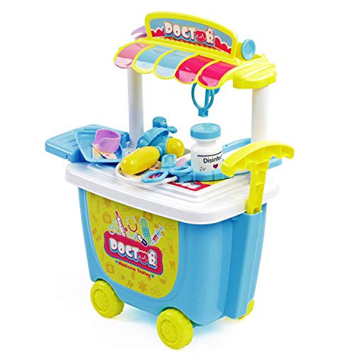 Play Brainy 22-Piece Kids Doctor Playset | Pretend Play Dress Up Toy Kit for Little Boys & Girls | Nursing Educational Toys with Kids Stethoscope, & Other Medical Accessories