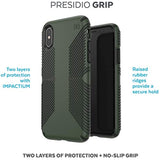 Speck Products Compatible Phone Case for Apple iPhone Xs/iPhone X/Presidio Grip Case, Dusty Green/Brunswick Black (117124-7276)