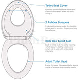 PlumBoss E2000 Elongated Toilet Seat with Built in Potty Training Toddlers Seat Magnetic Kids Seat Fits both Adult and Child Plastic Off white