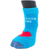 Woodrow Wear, Power Paws Advanced Dog Socks, Blue with a Red Heart, L, Fits 75-95 pounds