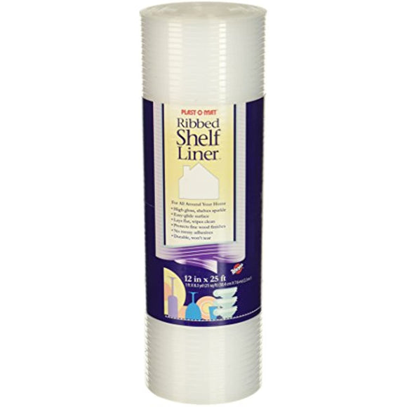 Plast-O-Mat Ribbed Shelf Liner, Clear, 12