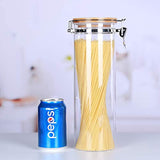 Le'raze Airtight Glass Food Storage Jars Containers, 3 Tall Cookies Jars with Bamboo Clamp Lid, Canisters for Kitchen, Bathroom & Pantry Organization, Ideal for Flour, Cereal, Sugar, Coffee & More