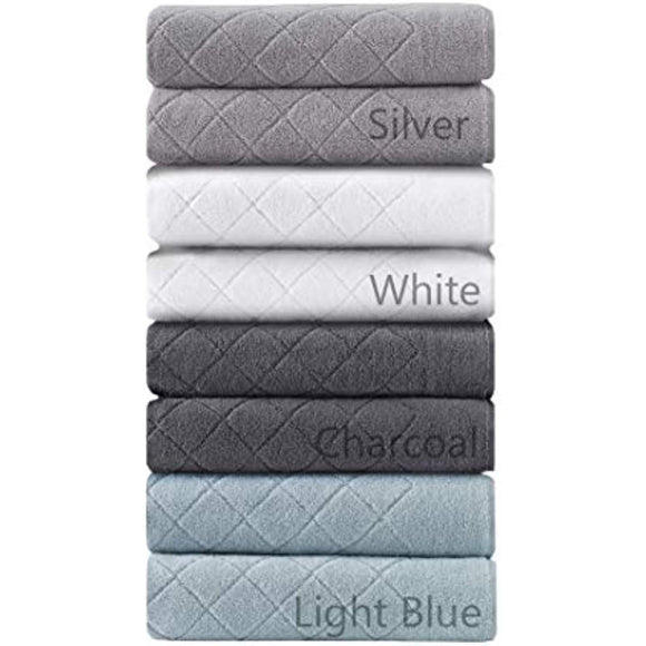 Enchante Home 6 Piece 100% Turkish Cotton Luxury Towel Set for Home, Spa & Bathroom - Quality Soft & Absorbent - Hand, Wash & Bath Towels, Jacquard, Fancy Gracious Design (White, 6 Piece)