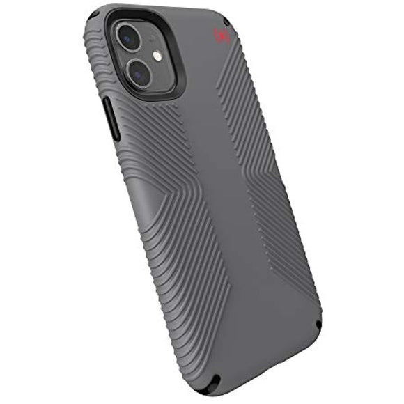Speck Products Presidio2 Grip Case, Compatible with iPhone 11, Graphite Grey/Cathedral Grey/Black/Blood Red