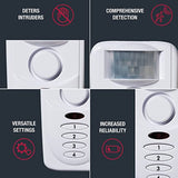 SABRE HS-MSA Loud dB Siren and 120 Degree Wide Angle Detection-DIY Easy Installation Wireless Motion Sensor Home Security Burglar Alarm, White