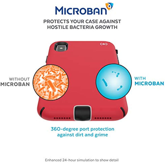 Speck Products Compatible Phone Case for Apple iPhone Xs Max, Presidio Sport Case, Heartrate Red/Sidewalk Grey/Black