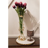 Elegant Glass Vase with Gold Leaf Design for Flowers, Home Décor or Wedding Centerpiece | Decorative Crystal Flower Vase