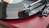 ION Audio Compact LP | Space-Efficient 3-Speed USB Conversion Turntable (Burgundy Leather-Styled)
