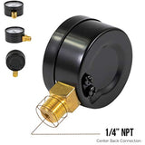 Raven PG260 R1522 2 inch Display Dry Gauges Steel Case, 1/4 inch Npt Center Back Connection, Circular Dial, Polycarbonate Crystal, Black Anodized Aluminum Pointer, and Durability, 60 PSI