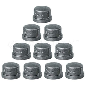 SUPPLY GIANT BMCP0038-10 Black Malleable Cap, 3/8