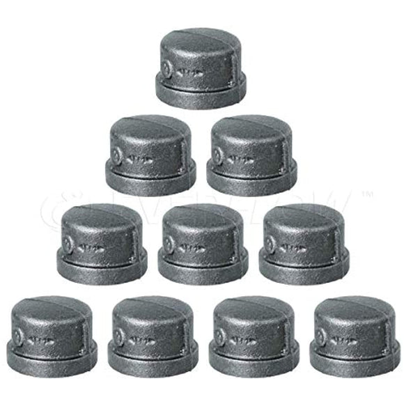 SUPPLY GIANT BMCP0038-10 Black Malleable Cap, 3/8
