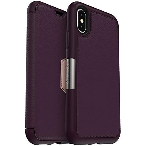 OTTERBOX Strada Series Case for iPhone Xs & iPhone X - Retail Packaging - Royal Blush (Winter Bloom/Cameo Rose)