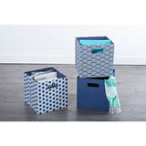 DII Poly-Cube Storage Collection Hard Sided, Collapsible Solid, Large, Nautical Blue