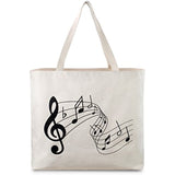 Reusable Canvas Bag - Attractive Tote Bag with Printed Music Theme. Durable with Double Stitch and Sturdy Shoulder Straps to Handle Music Lesson Books. Made in USA (Music)
