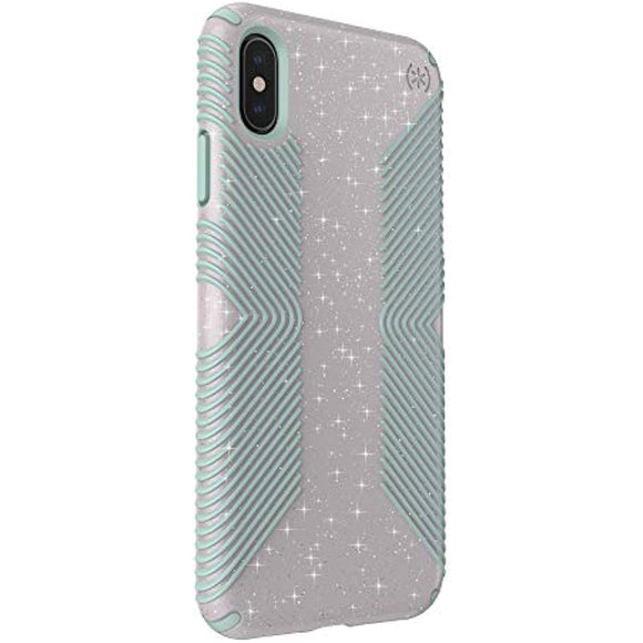 Speck Products Presidio Grip + Glitter iPhone Xs Max Case, Whitestone Grey Glitter/Blue, 131555-8537