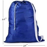 Shoulder Strap Laundry Bag - Drawstring Locking Closure, Durable Nylon Material, Large Capacity, Heavy Duty Stitching, Hands Free Carrying, Perfect for Laundromat or College Dorm. (Blue | 30" x 40")