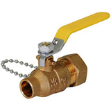 Midline Valve VBHC234 Brass Full Port Hose Ball Valve with Chain and Cap, 1/2 in. SWT x 3/4 in. MHT