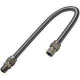 Highcraft GUHD-TT38-36D Gas Line Hose 1/2'' O.D. x 36'' Length with 0.5 in. FIP x MIP Fitting, Uncoated Stainless Steel Flexible Connector, 36 Inch