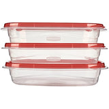 Rubbermaid TakeAlongs Rectangle Food Storage Container, 4 Cup, Tint Chili, 3 Count