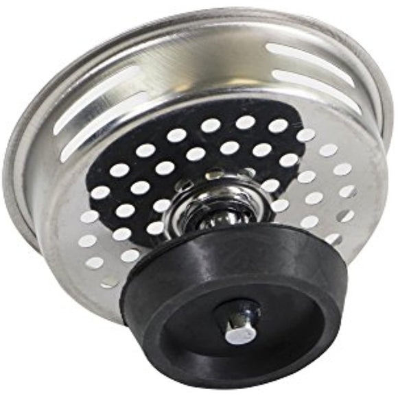 Highcraft 9843 Stainless Steel Kitchen Sink Strainer Basket-Replacement for Standard Drains (3-1/2 Inch) -Universal Style Rubber Stopper