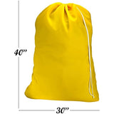 Nylon Laundry Bag - Locking Drawstring Closure and Machine Washable. These Large Bags will Fit a Laundry Basket or Hamper and Strong Enough to Carry up to Three Loads of Clothes. (Yellow)