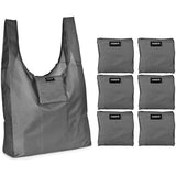 Ripstop Reusable Grocery Shopping Bag - Replace Paper and Plastic Bags with Large, Strong Eco Friendly Bags. Turns into a Carrying Pouch when Folded into Its Own Pocket. (GREY | 6-PACK)